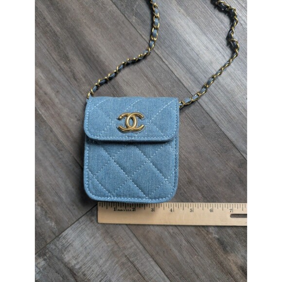 Chanel Makeup GWP Blue Quilted Denim Mini Crossbody Flap Bag Gift with Purchase - Picture 10 of 10